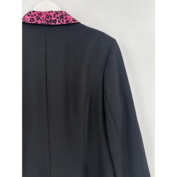 Stella Louise for KB Vintage Blazer Womens 18 Black Pink Leopard Print Collar - Picture 8 of 14